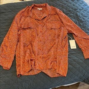 Fate Women's Orange White Patterned Blouse